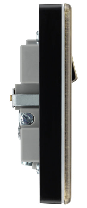 BG FAB21UAC18B Flatplate Screwless 13A Single Switched Power Socket + USB A+C (18W) - Antique Brass + Black Insert
