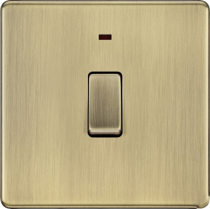 BG FAB31 Flatplate Screwless 20A DP Switch + Neon - Antique Brass