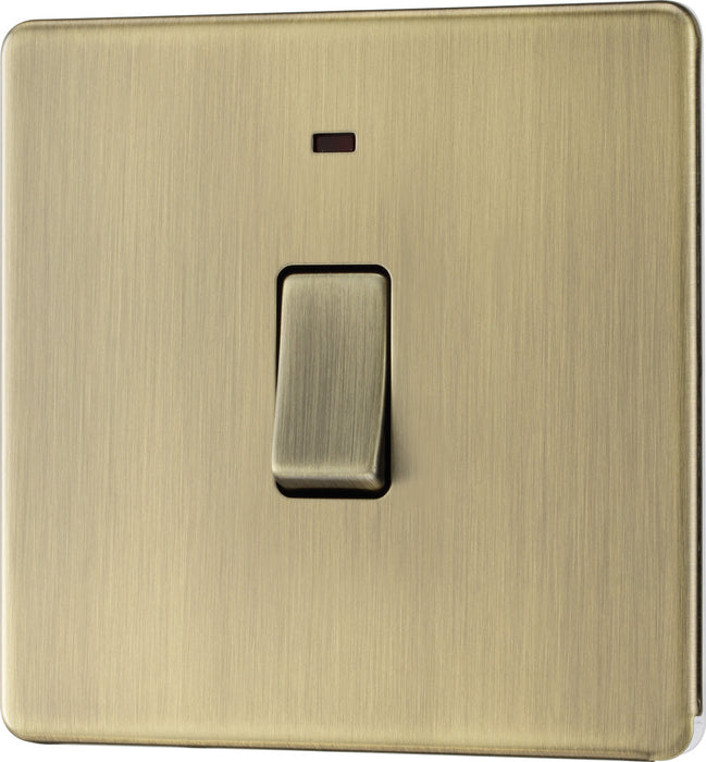 BG FAB31 Flatplate Screwless 20A DP Switch + Neon - Antique Brass