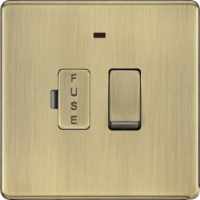 BG FAB52 Flatplate Screwless Switched Spur + Neon 13A - Antique Brass
