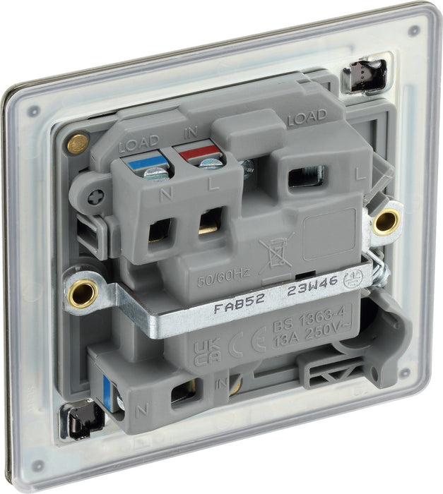 BG FAB52 Flatplate Screwless Switched Spur + Neon 13A - Antique Brass