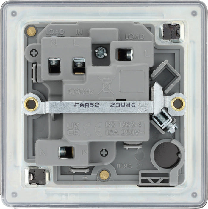 BG FAB52 Flatplate Screwless Switched Spur + Neon 13A - Antique Brass