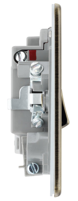 BG FAB53 Flatplate Screwless 13A Fused Connection Unit + Neon + Cable Outlet - Antique Brass