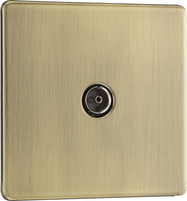 BG FAB60 Flatplate Screwless TV Aerial Socket - Antique Brass