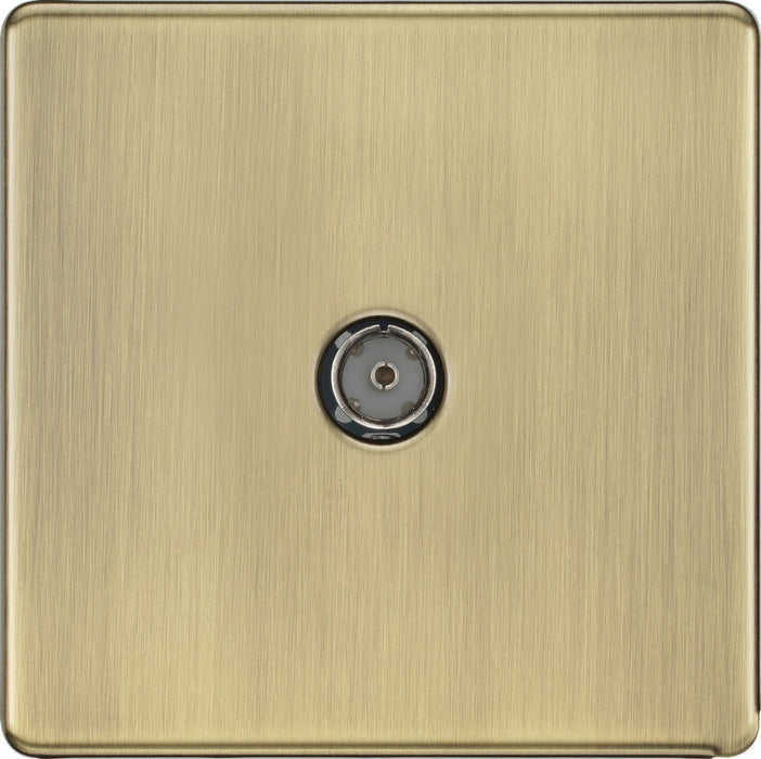 BG FAB60 Flatplate Screwless TV Aerial Socket - Antique Brass