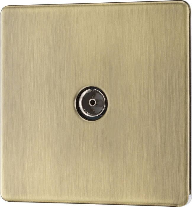 BG FAB60 Flatplate Screwless TV Aerial Socket - Antique Brass