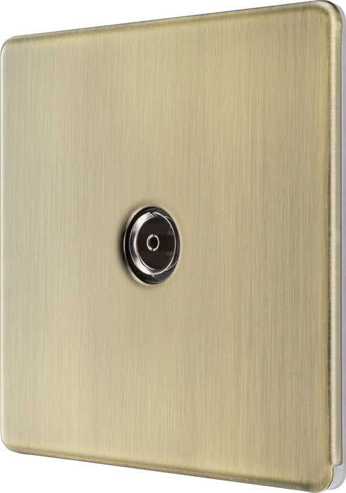 BG FAB60 Flatplate Screwless TV Aerial Socket - Antique Brass