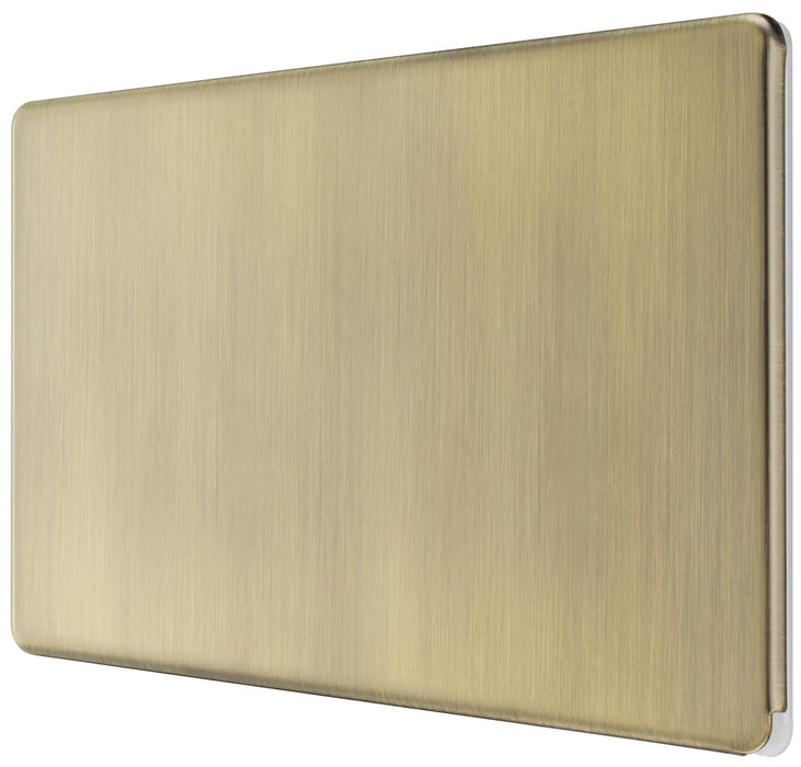 BG FAB95 Flatplate Screwless Double Blanking Plate - Antique Brass
