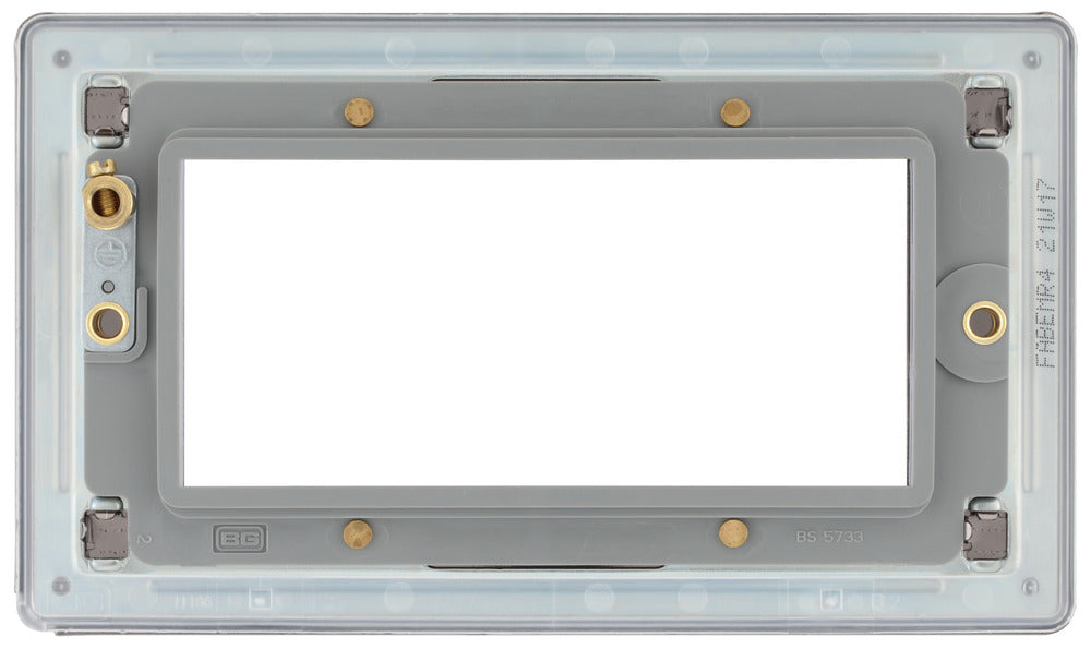 BG FABEMR4 Flatplate Screwless Quad Euro Module Faceplate - Antique Brass