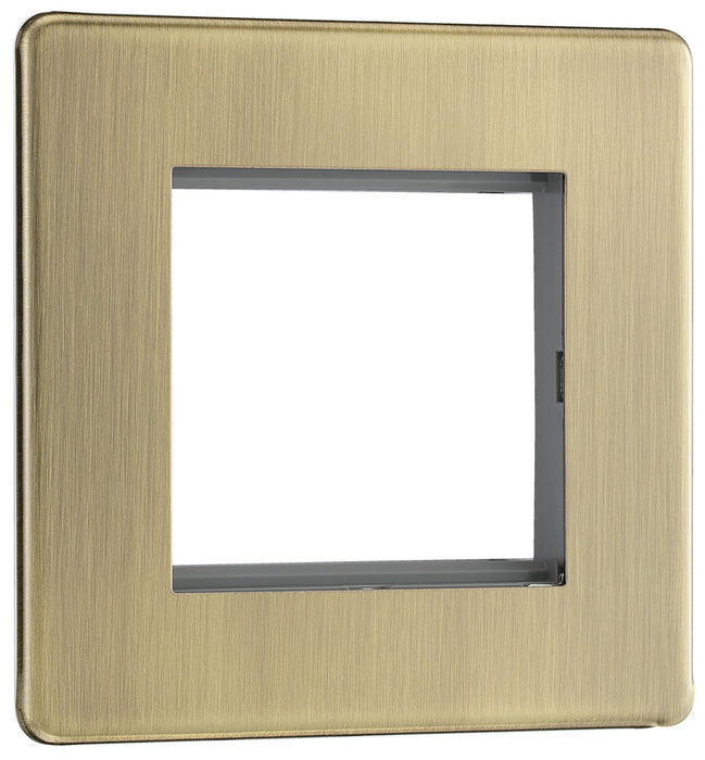 BG FABEMS2 Flatplate Screwless Twin Euro Module Faceplate - Antique Brass