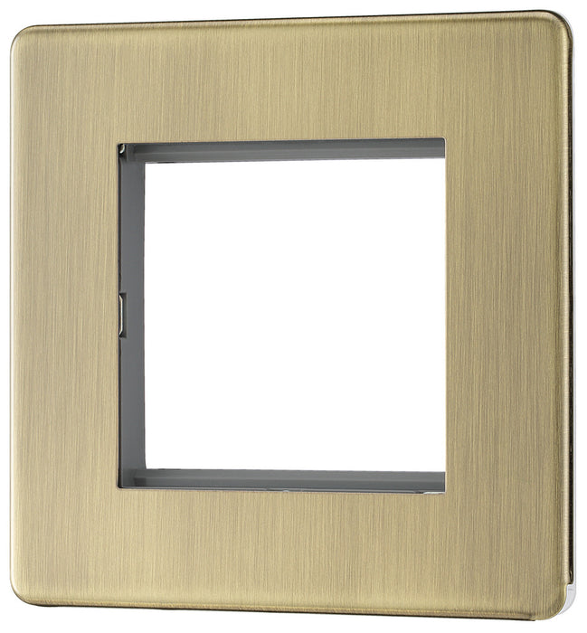 BG FABEMS2 Flatplate Screwless Twin Euro Module Faceplate - Antique Brass