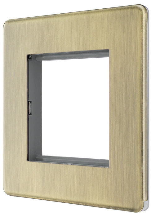 BG FABEMS2 Flatplate Screwless Twin Euro Module Faceplate - Antique Brass
