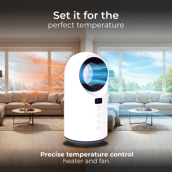Masterplug FANPTC150WUK Breeze SmartEnergy Bladeless Heater & Fan with Remote Control 1500W White - westbasedirect.com
