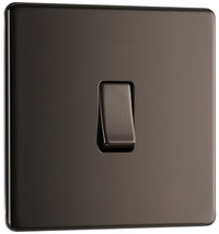 BG FBN12 Flatplate Screwless Single Light Switch 10A - Black Nickel