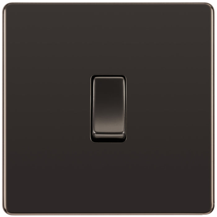 BG FBN12 Flatplate Screwless Single Light Switch 10A - Black Nickel (5 Pack) - westbasedirect.com