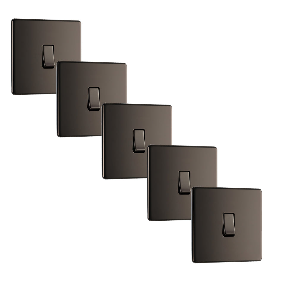 BG FBN12x5 Flatplate Screwless 20A 16AX 2 Way Single Light Switch - Bl ...