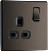 BG FBN21B Flatplate Screwless Single Socket 13A - Black Insert - Black Nickel (5 Pack) - westbasedirect.com