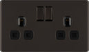 BG FBN22B Flatplate Screwless Double Socket 13A - Black Insert - Black Nickel (5 Pack) - westbasedirect.com