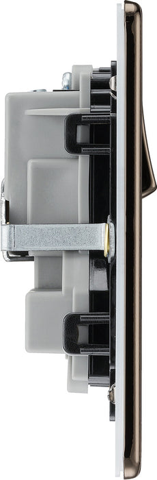 BG FBN22B Flatplate Screwless Double Socket 13A - Black Insert - Black Nickel - westbasedirect.com