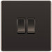 BG FBN42 Flatplate Screwless Double Light Switch 10A - Black Nickel (5 Pack) - westbasedirect.com