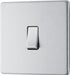 BG FBS12 Flatplate Screwless Single Light Switch 10A - Brushed Steel (5 Pack) - westbasedirect.com