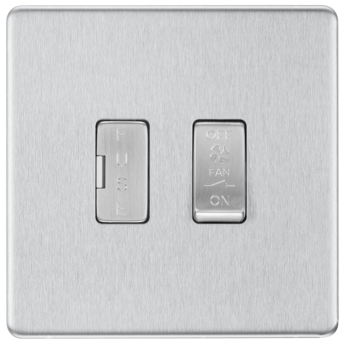 BG FBS15F Flatplate Screwless Triple Pole Fused Fan Isolator Switch 10A - Brushed Steel