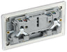 BG FBS22G Flatplate Screwless Double Socket 13A - Grey Insert - Brushed Steel (5 Pack) - westbasedirect.com