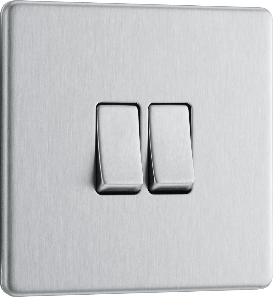 BG FBS42 Flatplate Screwless 20A 16AX 2 Way Double Light Switch - Brus ...