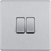BG FBS42 Flatplate Screwless Double Light Switch 10A - Brushed Steel - westbasedirect.com