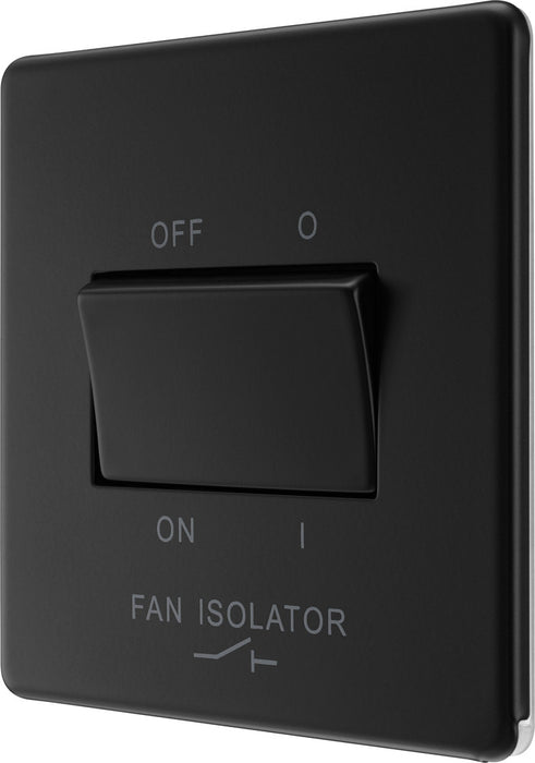 BG FFB15 Flatplate Screwless Fan Isolator Switch TP 10A - Matt Black - westbasedirect.com