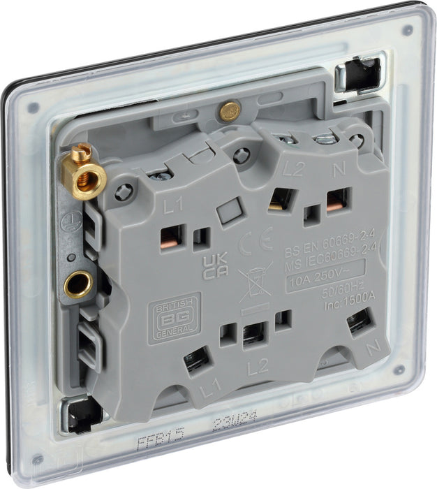 BG FFB15 Flatplate Screwless Fan Isolator Switch TP 10A - Matt Black - westbasedirect.com