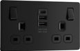 BG FFB22UAAC15B Flatplate Screwless Double Socket + 2xUSB A +1xUSB C(15W) - Black Insert - Matt Black - westbasedirect.com