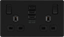 BG FFB22UAAC15B Flatplate Screwless Double Socket + 2xUSB A +1xUSB C(15W) - Black Insert - Matt Black - westbasedirect.com