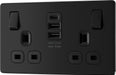 BG FFB22UAAC15B Flatplate Screwless Double Socket + 2xUSB A +1xUSB C(15W) - Black Insert - Matt Black - westbasedirect.com