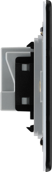BG FFB24B Flatplate Screwless 2G 13A Unswitched Socket - Black Insert - Matt Black - westbasedirect.com