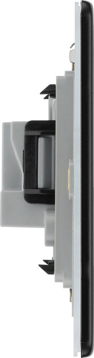 BG FFB28B Flatplate Screwless Unswitched Round Pin Socket 2A - Black Insert - Matt Black - westbasedirect.com