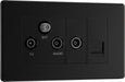 BG FFB68 Flatplate Screwless Triplex TV/FM/Sat Socket + Return & Tel. - Matt Black - westbasedirect.com
