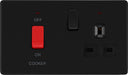 BG FFB70B Flatplate Screwless DP Cooker + Socket + Neon - Black Insert - Matt Black - westbasedirect.com