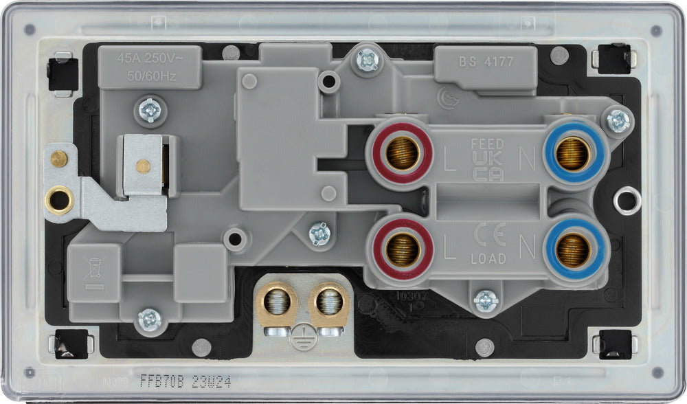 BG FFB70B Flatplate Screwless DP Cooker + Socket + Neon - Black Insert - Matt Black - westbasedirect.com