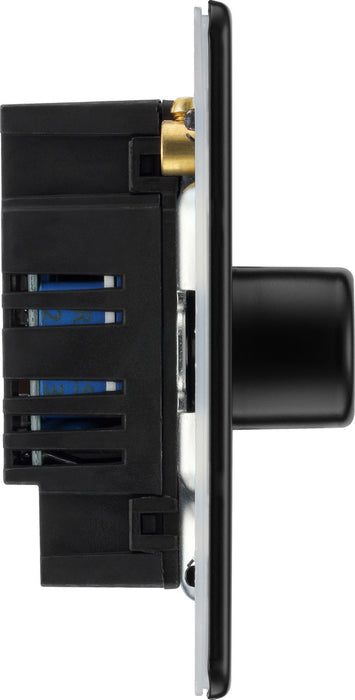 BG FFB83 Flatplate Screwless 2-Way Triple Intelligent Trailing Edge LED Dimmer Push On/Off - Matt Black - westbasedirect.com