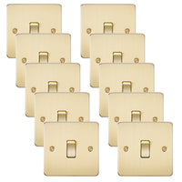 Knightsbridge FP2000BBx10 Flat Plate 10AX 1G 2 Way Switch - Brushed Brass (10 Pack)