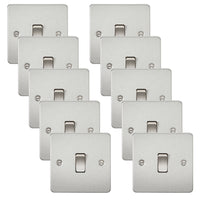 Knightsbridge FP2000BCx10 Flat Plate 10AX 1G 2 Way Switch - Brushed Chrome (10 Pack)