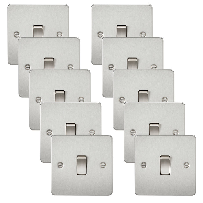 Knightsbridge FP2000BCx10 Flat Plate 10AX 1G 2 Way Switch - Brushed Chrome (10 Pack)
