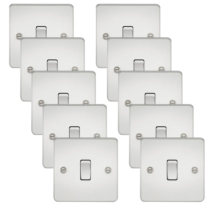 Knightsbridge FP2000PCx10 Flat Plate 10AX 1G 2 Way Switch - Polished Chrome (10 Pack)