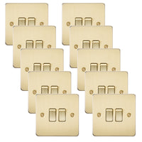 Knightsbridge FP3000BBx10 Flat Plate 10AX 2G 2-Way Switch - Brushed Brass (10 Pack)