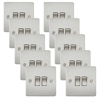 Knightsbridge FP3000BCx10 Flat Plate 10AX 2G 2-Way Switch - Brushed Chrome (10 Pack)