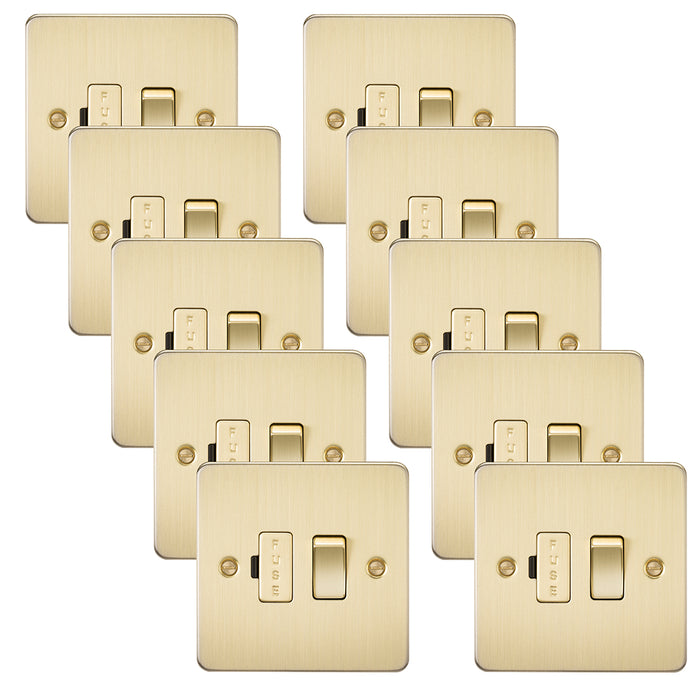 Knightsbridge FP6300BBx10 Flat Plate 13A Switched Fused Spur Unit - Brushed Brass (10 Pack)