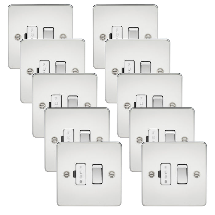 Knightsbridge FP6300PCx10 Flat Plate 13A Switched Fused Spur Unit - Polished Chrome (10 Pack)