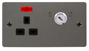 Click Define FPBN655BK Flat Plate 13A Ingot 1G DP Key Lockable Switched Socket + Neon - Black Nickel (Black) - westbasedirect.com