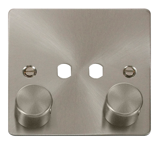 Click Define FPBS152PL Flat Plate 2G Unfurnished Dimmer Plate & Knobs (800W Max) - Brushed Stainless - westbasedirect.com
